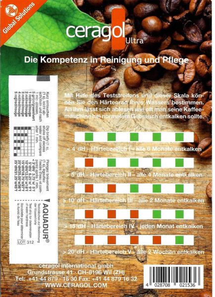 Ceragol Ultra - Wasserhärte Teststreifen